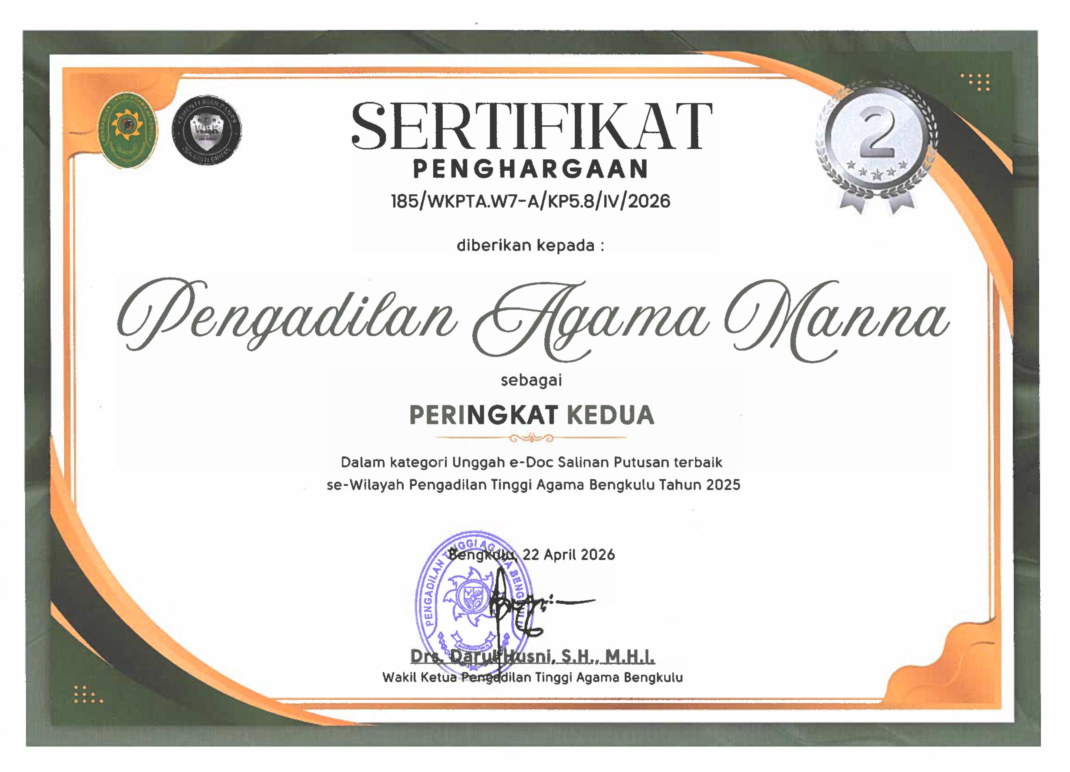 Peringkat II Unggah E Doc Salinan Putusan