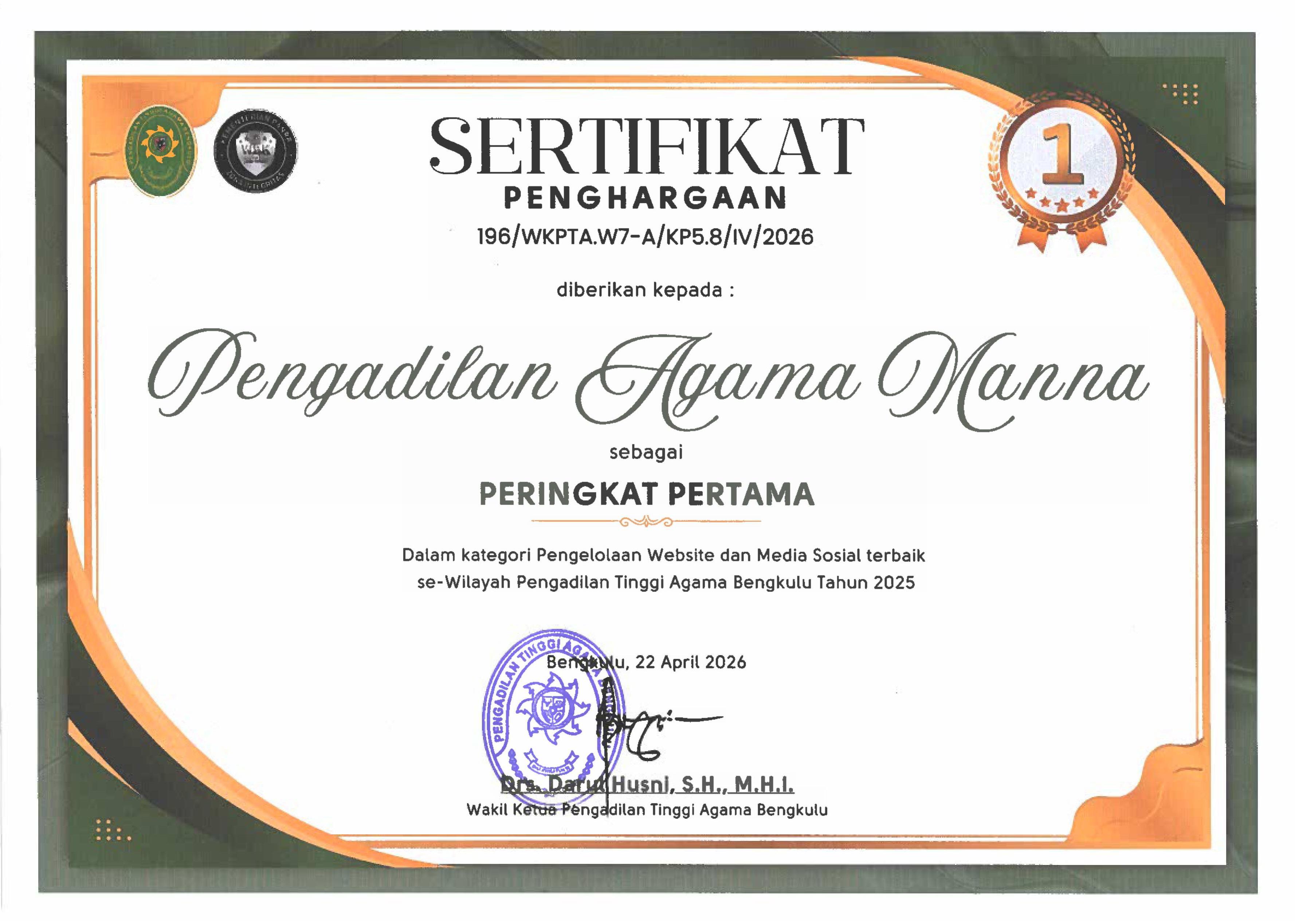 Peringkat I Pengelolaan Website dan Medsos